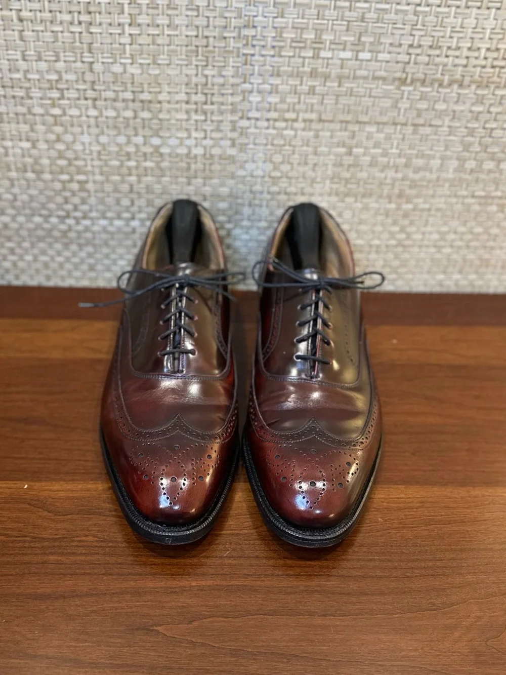 🌟HP🌟VTG 1980s-90s Johnston & Murphy Burgundy Leather Wingtip Oxfords 9 C/A USA